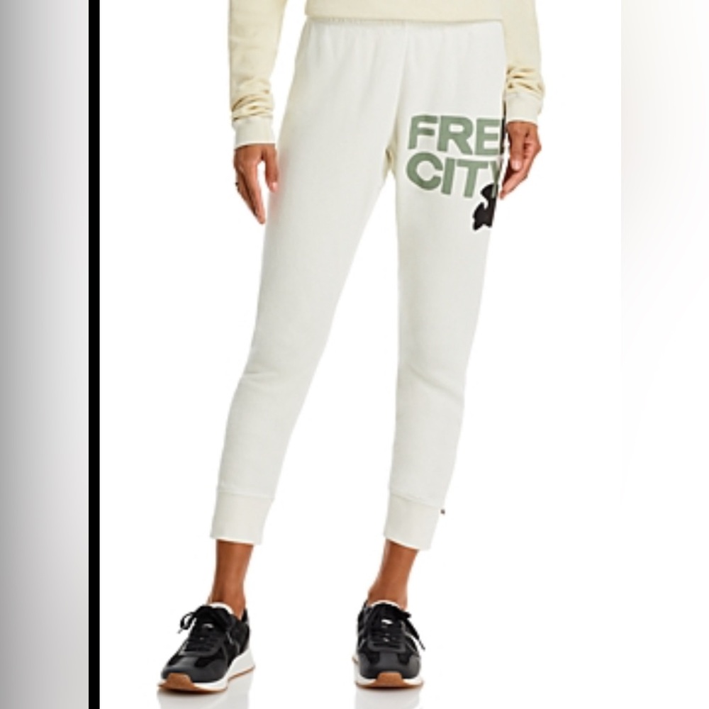 Freecity Cream and Green Track Pants